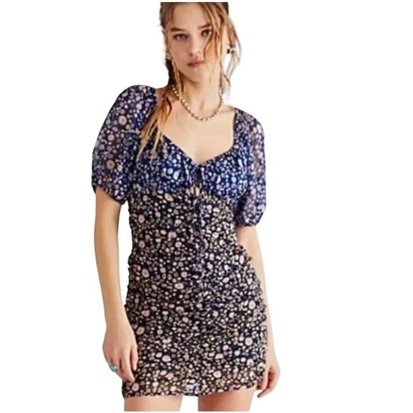 Free People Tessa Dress Floral Combo - Mini Chiffon Coastal Cowgirl, XS - Picture 1 of 8